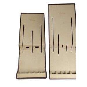 Cutco Knife Storage Block Tray Holder Set With Wall Mount Slots & Dividers Beige